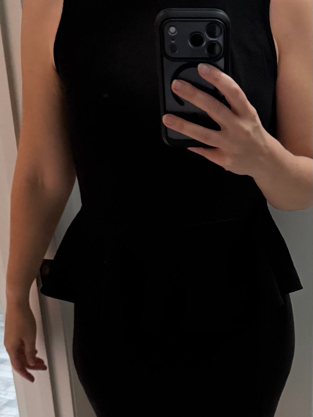 Zara Black Sleeveless Peplum Midi Dress